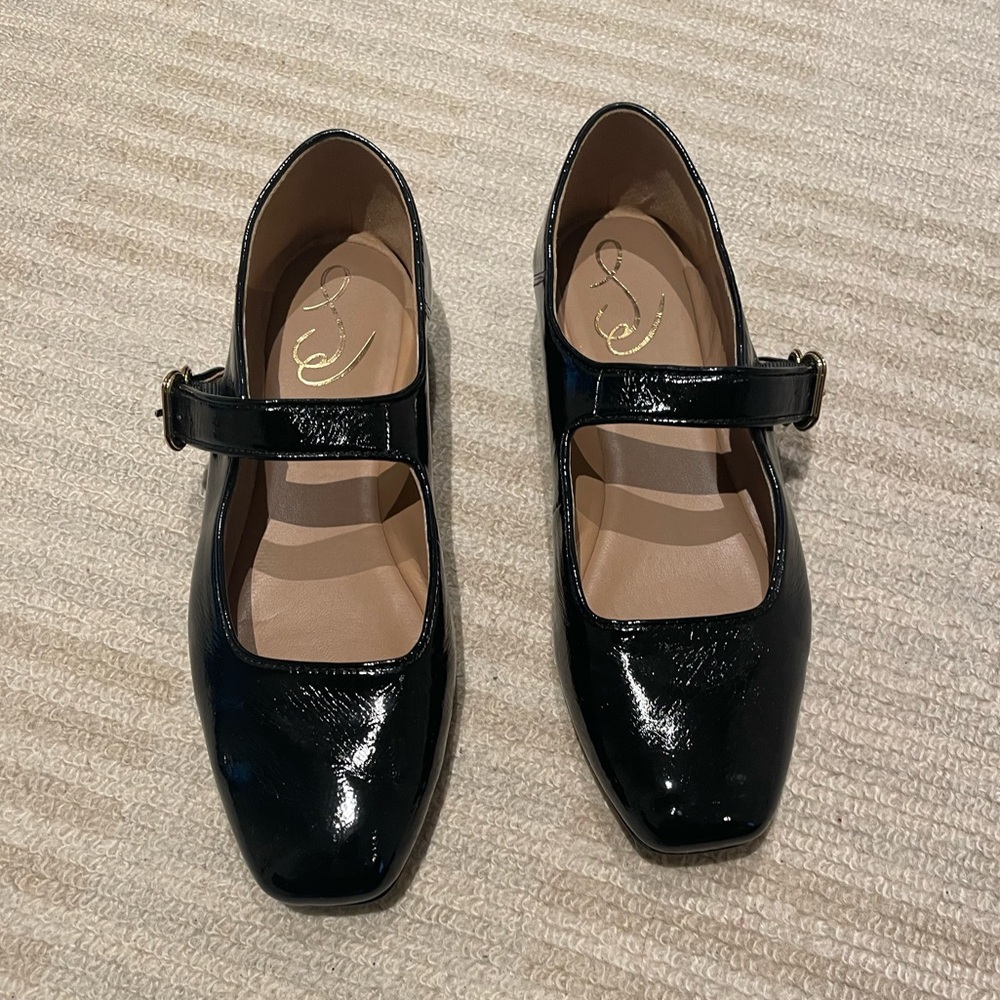 Sam Edelman Michaela Black Patent Mary Jane Flats with Buckle
